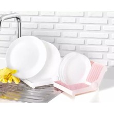 Katlanabilir Bulaşık Rafı, 12 Tabak Kapasiteli, 14-30 cm Uyumlu, Bpa Içermez, Pembe/beyaz/yeşil