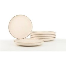 Porselen 6 Parça 19 cm Düz Tabak Tarçın