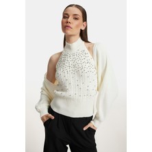 Shemall Luxury Kadın Triko Halter Yaka Bluz-Hırka 2'li Takım