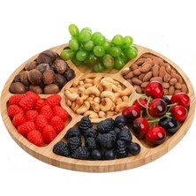 Mta High-Tech 7 Bölmeli Servis Tabağı, 12" Bambu Parti Meze Tepsisi, Atıştırmalıklar, Meyveler, Sebzeler Için 7 Bölmeli Yemek Tabağı, Partiler, Tatiller, Aile Yemekleri Için Mükemmel