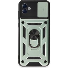 Magicool Samsung Galaxy A04E Kılıf Pars Lens Yüzüklü Silikon - Yeşil