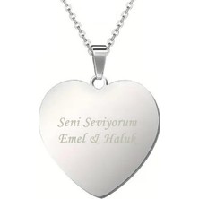 Hediye Shop Isme Özel Paslanmaz Çelik Kalp Kolye