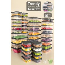 Meleni Home 44'lü Dikdörtgen Erzak Saklama Kabı - Mikrodalga ve Difrize Uygun Düzenleyici Organizer Gri