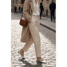 Divolya Felina Gümüş Kırışık ( 3 cm Topuklu ) Sivri Burun Topuklu Ayakkabı