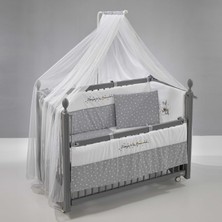 Meltem Kids Kral Sallanır Anne Yanı Beşik Ahşap Bebek Beşiği 60x120 cm (gri-moon)