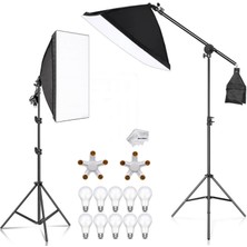 Tianya 2 Li 50 x 70 cm SoftBox 150 watt LED Sürekli Işık Seti Crossbarlı Ürün Reklam Makyaj Stüdyo Çekimleri