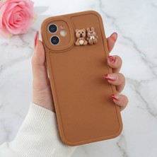 Iphone 12 Uyumlu Kılıf Tasarımlı Desenli Kamera Korumalı Ayıcık ve Tavşan Yumuşak Silikon Kapak