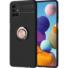 Never  Samsung Galaxy M51 Kılıf Range Yüzüklü Silikon - Siyah-Gold 115474