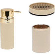 Primanova 0128 M-SAS10-09A Lenox Banyo Setı Sıyah-Bej Altın Cerceve