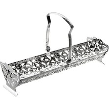 Anne Ingiliz Gümüşü Kurabiye,makaron ve Ekmeklik Sunumluk 23 x 12.5 x 7 cm