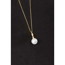 Else Silver 925 Ayar Gümüş Elegance Küre Inci Kolye - Altın Kaplama