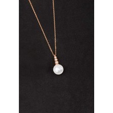 Else Silver 925 Ayar Gümüş Süzme Küre Inci Kolye - Rose Kaplama
