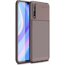 Never  Huawei P Smart S Kılıf Auto Focus Karbon Kapak - Kahverengi 115474