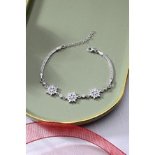 Innuendo 925 Ayar Gümüş Üçlü Çiçek Desenli Bileklik