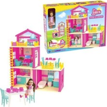 Dede 50 cm Oyuncak Ev Seti 3 Katlı Lola'nın Düşler Evi Evcilik Oyunu Bebekli Rüya Evi