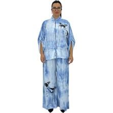 La Velina Büyük Beden Pamuklu Kapri Kol Fermuarlı Bağlama Detaylı Alt Üst Kasın Takım