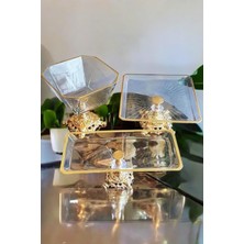 Elta Collection 3 Parça Gold Pasta Sunumluk Kurabiyelik Seti