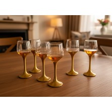 Elta Collection Gold Ayaklı Cam Su ve Meşrubat Kadehi 6’lı Set – Lüks Sofra Takımı, Şık Servis Bardağı