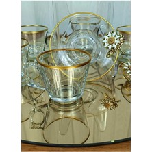 Elta Collection Paşabahçe Vela Fincan Takımı  12 Parça 6 Kişilik Kelebekli Yaldızlı Hediyelik Çeyizlik