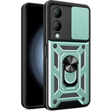 Never  Vivo Y17S Kılıf Pars Lens Yüzüklü Silikon - Yeşil 115474