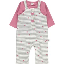 Civil Baby Çizgi Kalp Empirme 6-18 Ay Tulum - Ekru 18-24 Ay