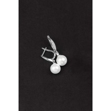 Else Silver 925 Ayar Gümüş Elegance Küre Inci Küpe - Rodyum Kaplama