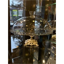 Elta Collection Cam Kapaklı Pasta - Kek Stantı Gümüş Ayak Pasta Stantı