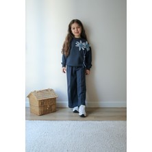 Sacro Kids Papatya Işlemeli 2 Iplik Sweatshirt-Eşofman Altı Mevsimlik Kız Çocuk Takım