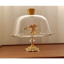 Elta Collection Gold Metal Ayaklı Cam Kapaklı Kek - Pasta Stantı Fanus