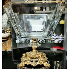 Elta Collection Avangard Döküm Ayaklı Yaldızlı Köşeli Kare Salata Kasesi Sunumluk