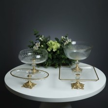 Elta Collection Gold Detaylı Metal Ayak 4 Parça Sunum ve Servis Seti