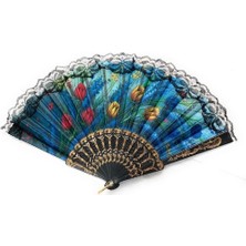 Storemax 2'li El Yelpazesi Seti – Çiçek Desenli, Tüllü Kenarlı, Bez Kumaşlı ve Plastik Saplı – Katlanabilir, Hafif ve Şık – Kadınlar Için Klasik Tarzı Yelpaze – El Taşımaya Uygun Pratik Kullanım