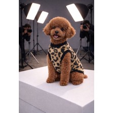 Leopar Desenli Polar Köpek  Üstü