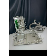 Elta Collection 2 Li Gümüş Renk Çok Amaçlı Aynalı Dekoratif Tepsi Söz, Nişan – Kahve Sunum & Şık Dekor