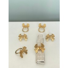 Elta Collection 6 Adet Kelebek Model Peçete Yüzüğü - 6 Lı Peçete Halkası Gold Renk