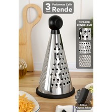 Meleni Home 3 Yönlü Çok Amaçlı Rende - Paslanmaz Çelik Silikon Kaymaz Taban 3in1 Mutfak Rendesi