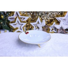 Elta Collection Metal Ayaklı Yaldızlı Porselen Sunumluk Kurabiyelik
