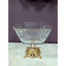 Elta Collection Avangard Gold Döküm Ayaklı Yaldızlı Cam Kase Muhteşem Sunumluk