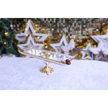 Elta Collection Kristal Metal Ayaklı Yaldızlı Kiraz Detaylı Sunumluk Kurabiyelik