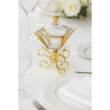 Elta Collection Lüks Altın Ayaklı Kristal Cam Sunumluk | Servis ve Pasta Tabağı | Şık Sofra ve Dekoratif Sunum
