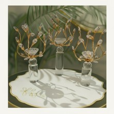 Elta Collection Kristal Taşlı Gold Şamdan 3’lü Set – Lüks Dekoratif Konsol ve Masa Aksesuarı