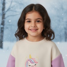 İlo Ilo Bebek Kız Çocuk Eşofman Takım %65 Pamuk 9-24 Ay Krem - Mor Renkli 2026 Sonbahar - Kış