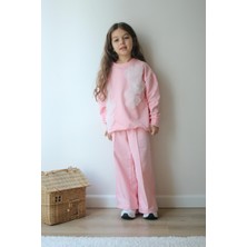 Sacro Kids Desen Işlemeli 2 Iplik Sweatshirt-Eşofman Altı Mevsimlik Kız Çocuk Takım