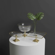 Elta Collection Gold Detaylı Metal Ayaklı 3 Parça Sunum ve Servis Seti