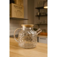 Elta Collection Bambu Kapaklı Cam Sürahi & Çaydanlık & Yağlık | Çok Amaçlı Isıya Dayanıklı Cam Demlik