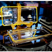 Elta Collection Elit Home Ikili (2'li) Gold Detaylı Kristal Sunum Tabağı