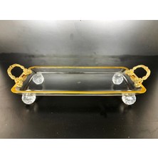 Elta Collection Paşabahçe Kristal Metal Ayaklı Yaldızlı Sunumluk Kurabiyelik Tepsii
