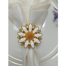 Elta Collection 6'lı Papatya Beyaz Mineli Gold Halka Peçete Yüzüğü
