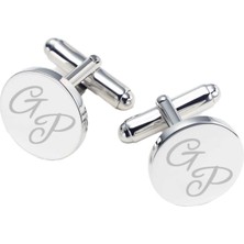 Hediye Shop Kişiye Özel Yazılı Gümüş Kaplama Yuvarlak Kol Düğmesi