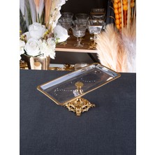 Elta Collection Gold Detaylı Metal Ayaklı Dikdörtgen Sunum Tepsisi